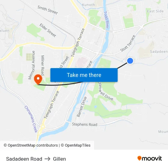Sadadeen Road to Gillen map