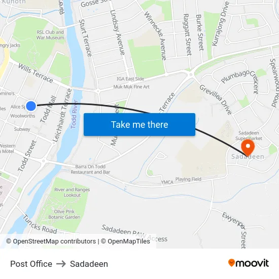 Post Office to Sadadeen map