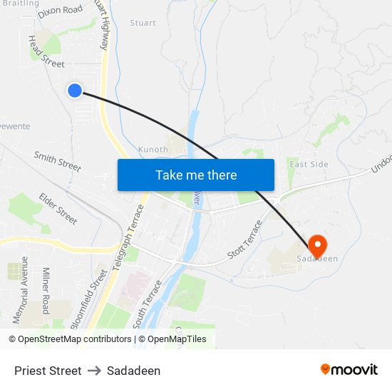 Priest Street to Sadadeen map