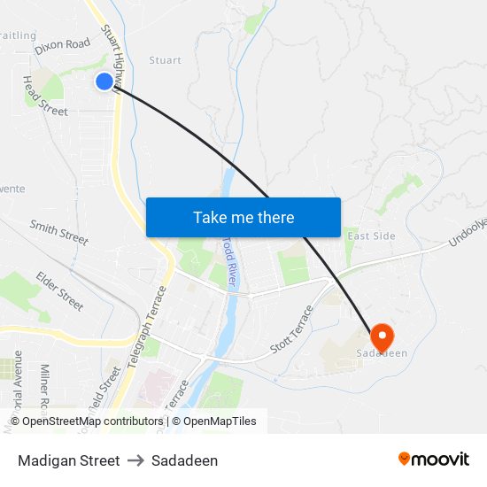 Madigan Street to Sadadeen map
