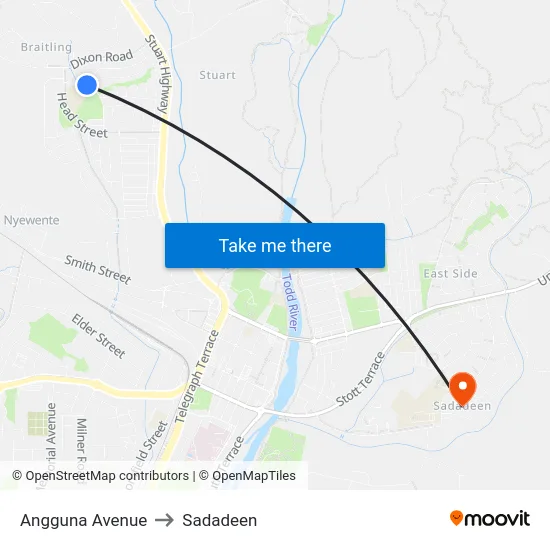 Angguna Avenue to Sadadeen map