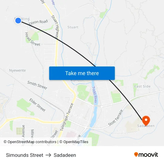 Simounds Street to Sadadeen map