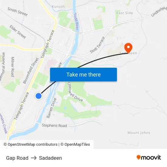 Gap Road to Sadadeen map