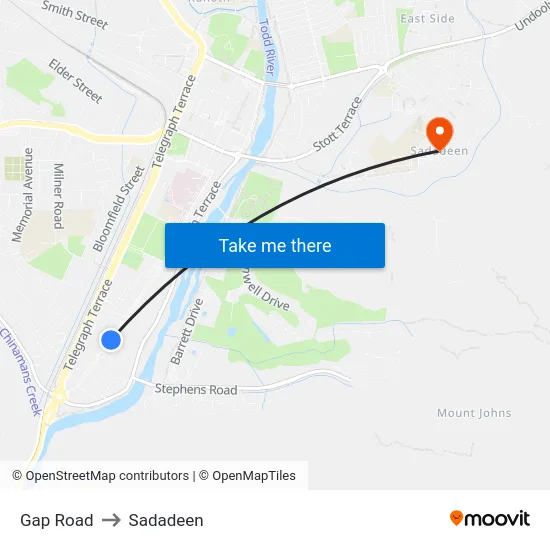 Gap Road to Sadadeen map