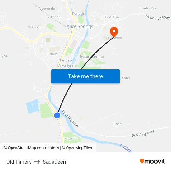 Old Timers to Sadadeen map