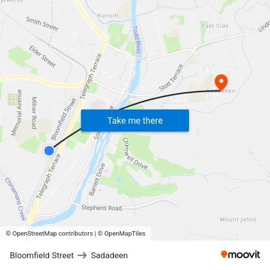 Bloomfield Street to Sadadeen map
