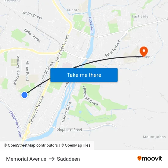 Memorial Avenue to Sadadeen map
