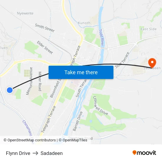 Flynn Drive to Sadadeen map