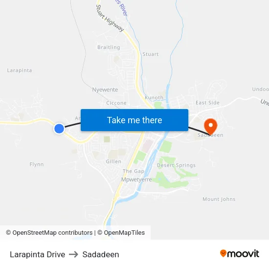 Larapinta Drive to Sadadeen map
