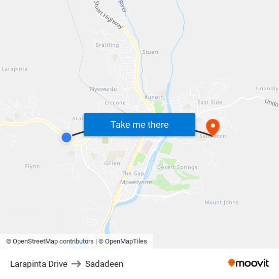 Larapinta Drive to Sadadeen map