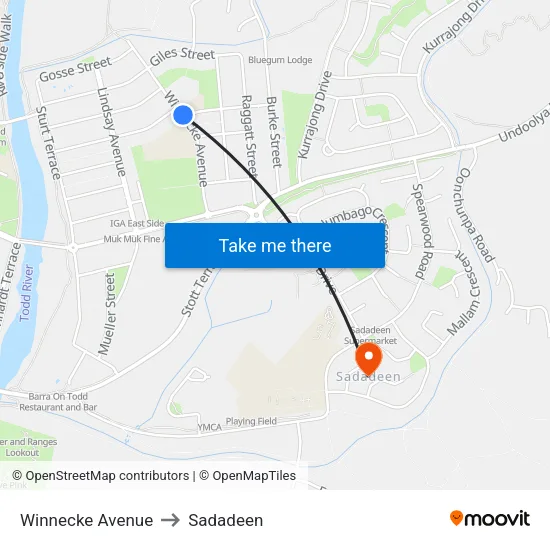 Winnecke Avenue to Sadadeen map