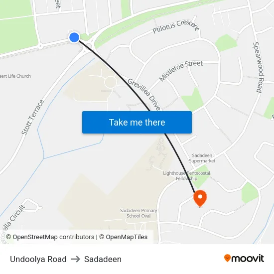 Undoolya Road to Sadadeen map