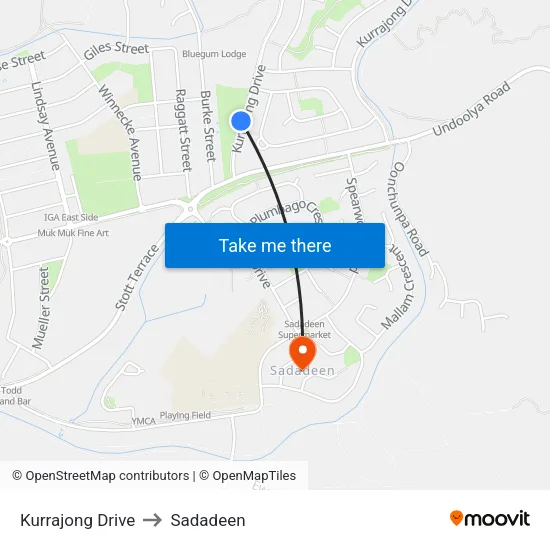 Kurrajong Drive to Sadadeen map