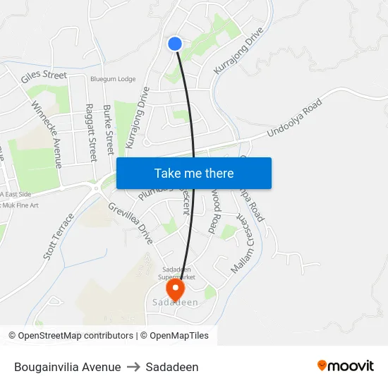 Bougainvilia Avenue to Sadadeen map