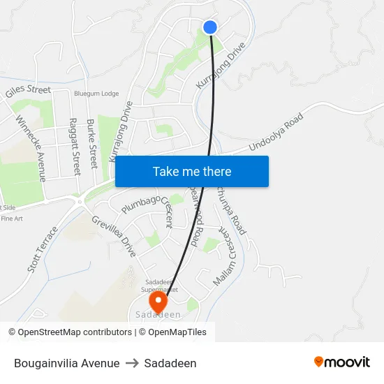 Bougainvilia Avenue to Sadadeen map