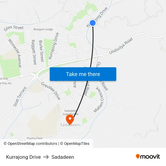 Kurrajong Drive to Sadadeen map