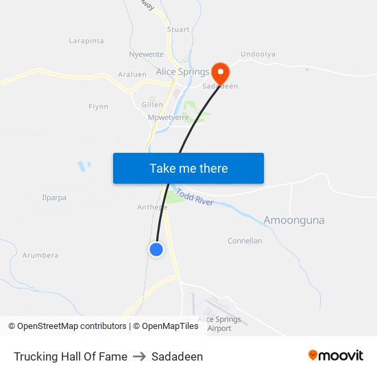 Trucking Hall Of Fame to Sadadeen map