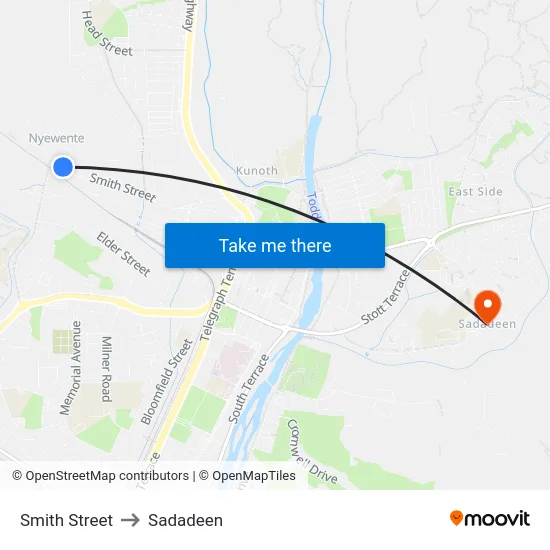 Smith Street to Sadadeen map