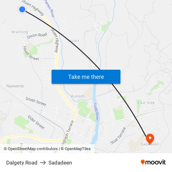 Dalgety Road to Sadadeen map