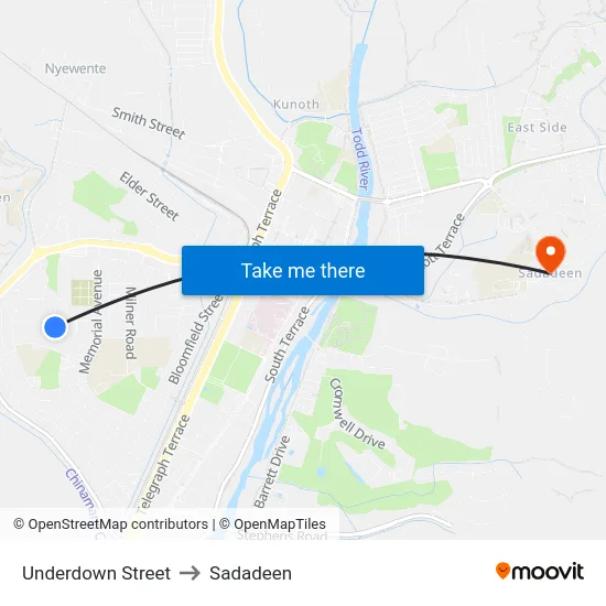Underdown Street to Sadadeen map
