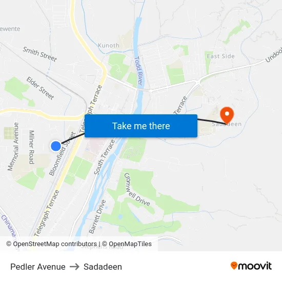Pedler Avenue to Sadadeen map