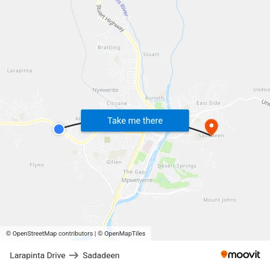 Larapinta Drive to Sadadeen map