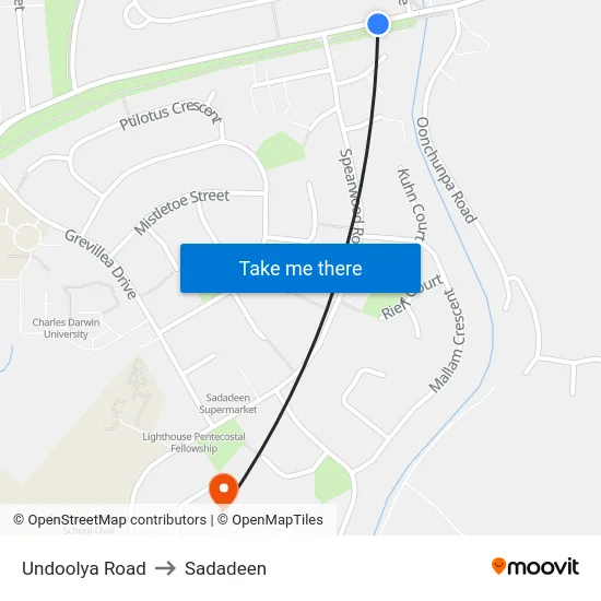 Undoolya Road to Sadadeen map