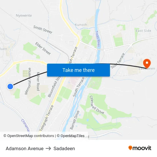 Adamson Avenue to Sadadeen map