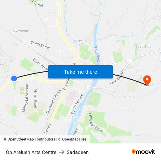 Op Araluen Arts Centre to Sadadeen map