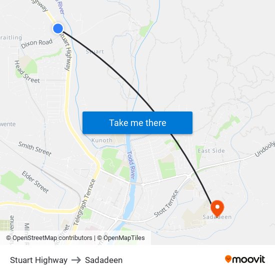 Stuart Highway to Sadadeen map