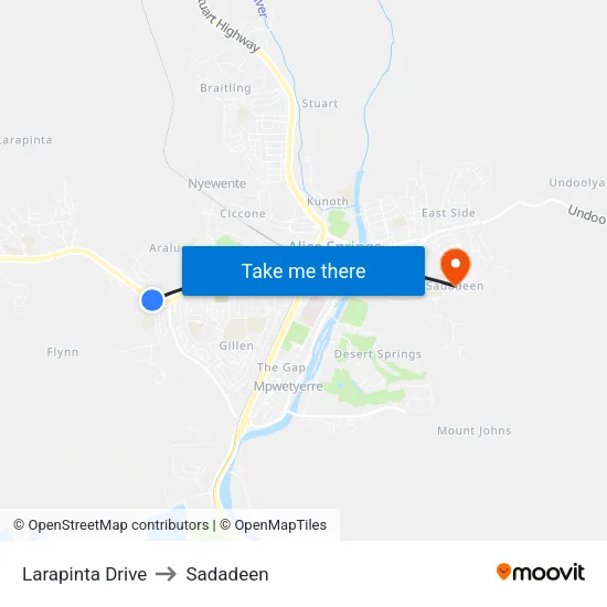 Larapinta Drive to Sadadeen map