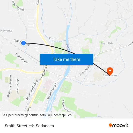 Smith Street to Sadadeen map