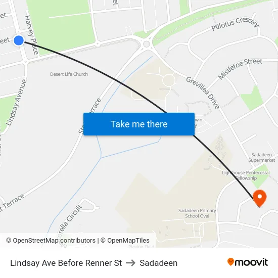 Lindsay Ave Before Renner St to Sadadeen map