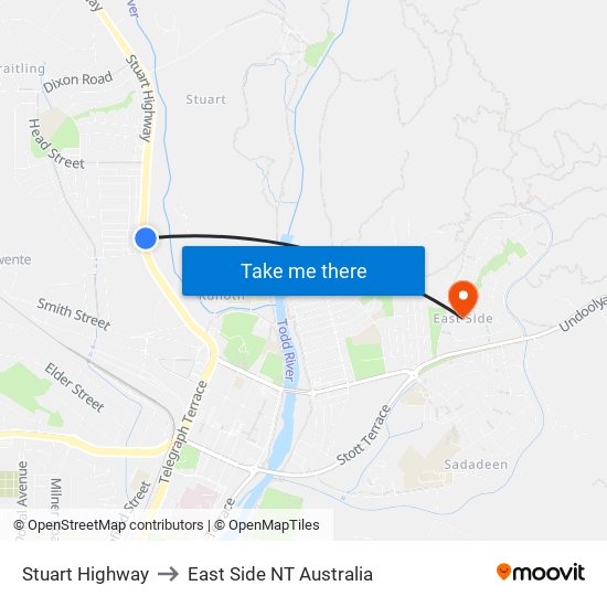 Stuart Highway to East Side NT Australia map