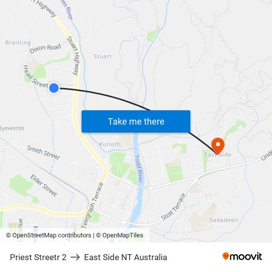 Priest Streetr 2 to East Side NT Australia map