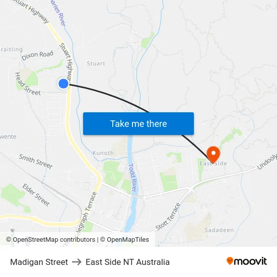 Madigan Street to East Side NT Australia map