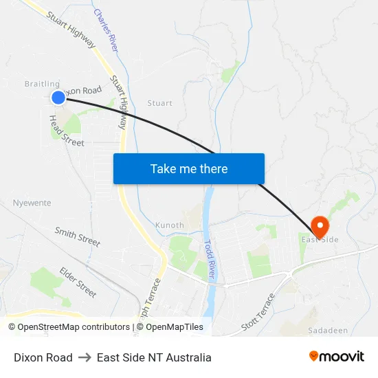 Dixon Road to East Side NT Australia map