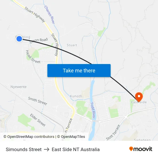 Simounds Street to East Side NT Australia map
