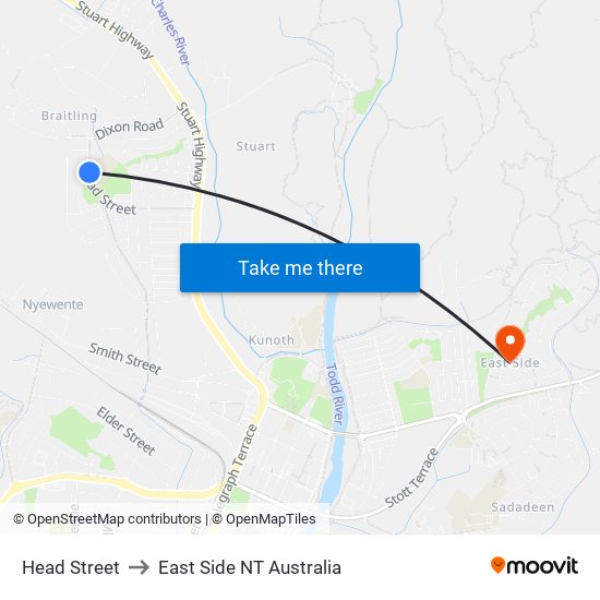 Head Street to East Side NT Australia map