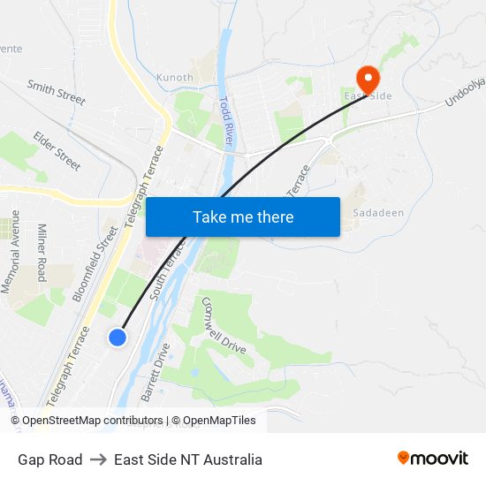 Gap Road to East Side NT Australia map