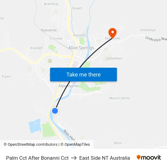 Palm Cct After Bonanni Cct to East Side NT Australia map
