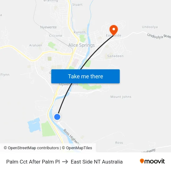 Palm Cct After Palm Pl to East Side NT Australia map