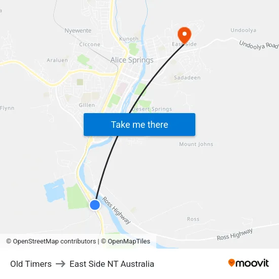 Old Timers to East Side NT Australia map
