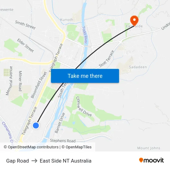 Gap Road to East Side NT Australia map