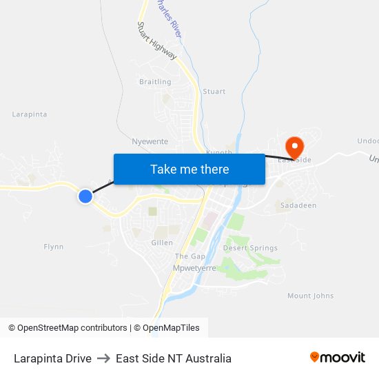 Larapinta Drive to East Side NT Australia map