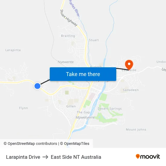Larapinta Drive to East Side NT Australia map
