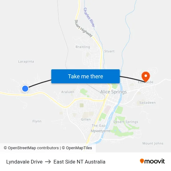 Lyndavale Drive to East Side NT Australia map
