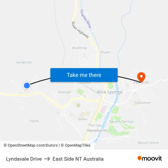 Lyndavale Drive to East Side NT Australia map
