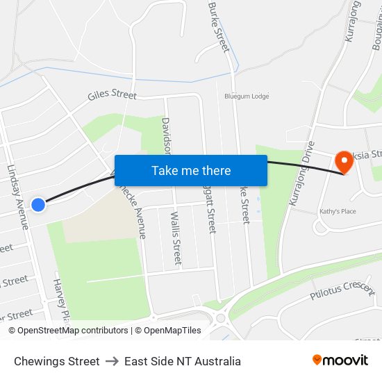 Chewings Street to East Side NT Australia map
