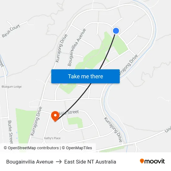 Bougainvilia Avenue to East Side NT Australia map